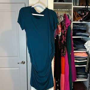 Solid teal maternity dress